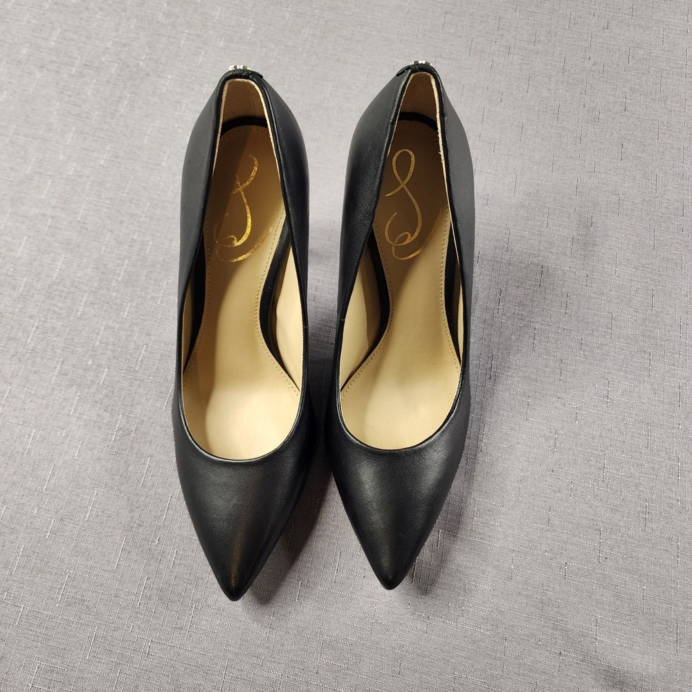 Sam Edelman Hazel Black Leather Pointed Toe Stiletto Sexy Pumps Heels Size 5.5 - Picture 9 of 10